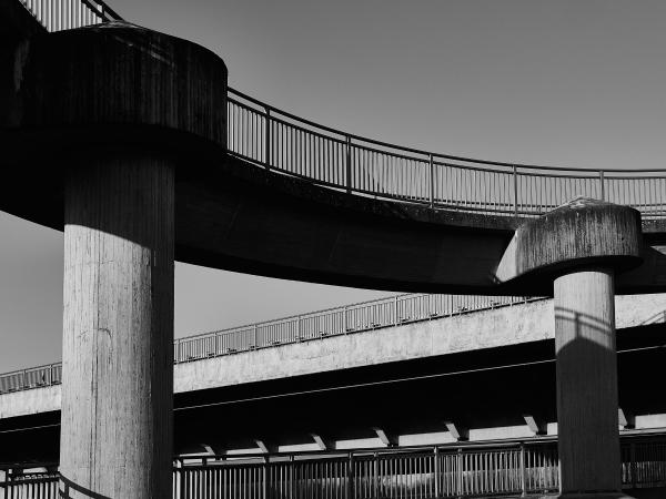 Black and white contrast at Flughafenbrücke, Meerbusch, NRW, Germany